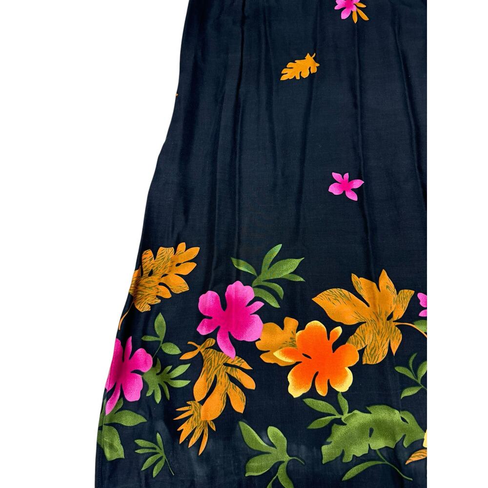 Black Floral Halter Mini Dress with Bright Floral Print - Picture 3 of 9